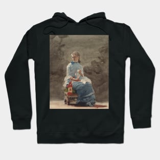 Young Woman Sewing by Winslow Homer Hoodie